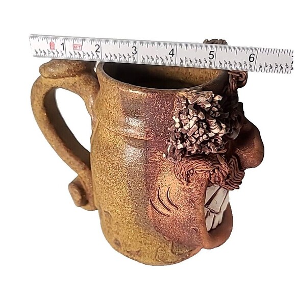 Studio Art Pottery Handmade Smiley Face Signed FYN Ugly Face Vintage-1976 - Picture 10 of 11